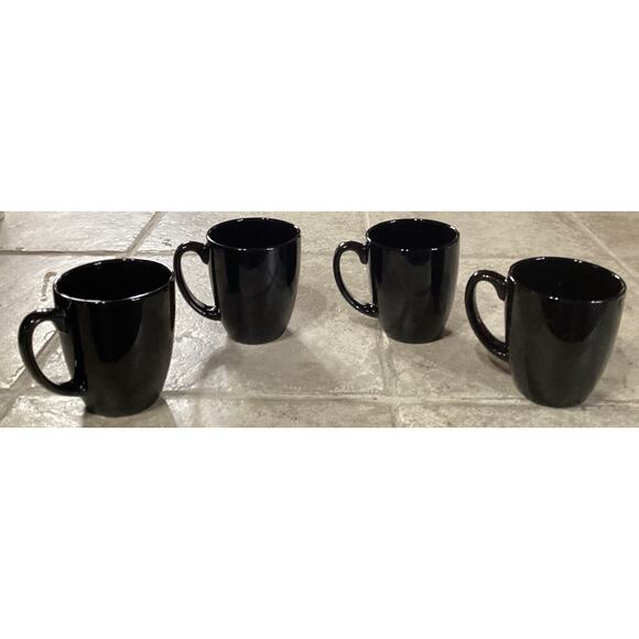 Corelle Coordinates Coffee Cups ~ Set Of 4 ~ Black - Picture 1 of 6